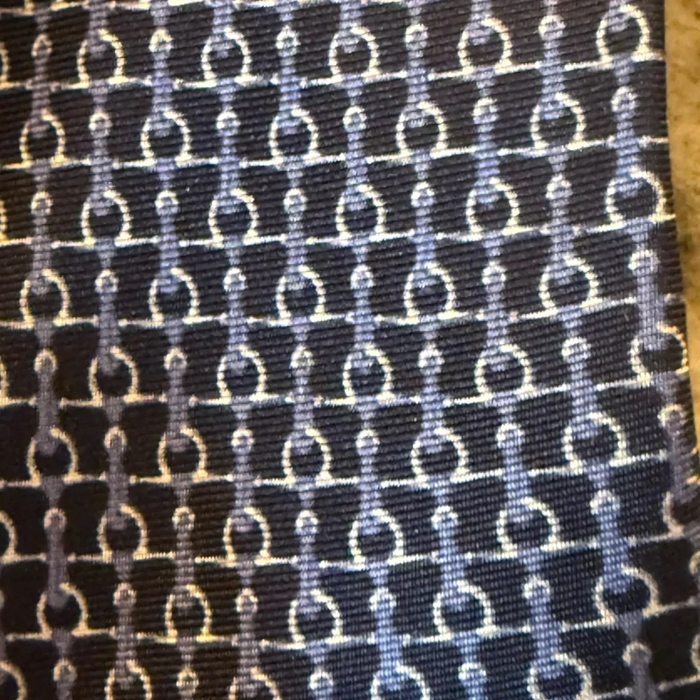 Saks Fifth Avenue Navy and White‎ Geometric Tie